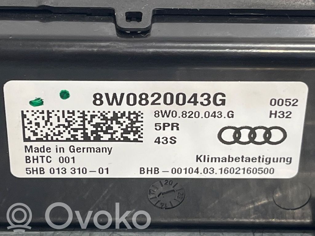 Audi A4 S4 B9 Console centrale, commande chauffage/clim