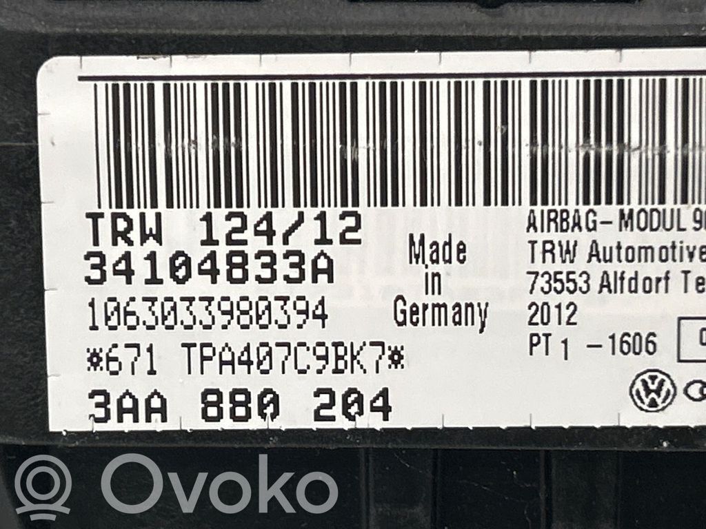 Volkswagen PASSAT B7 Airbag de passager