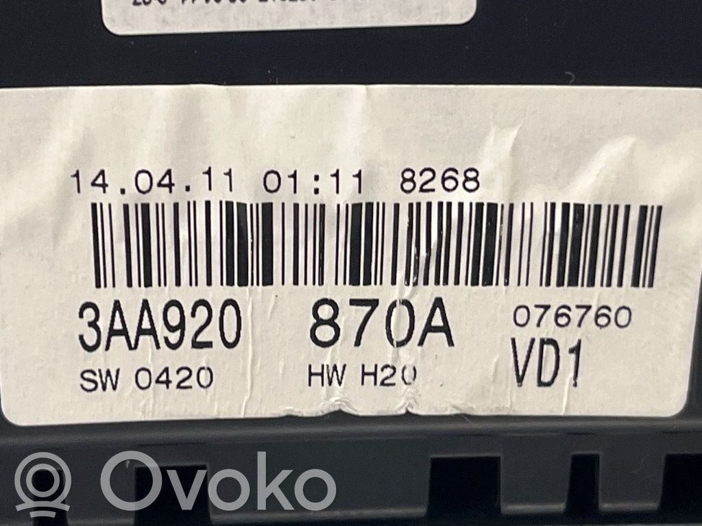 Volkswagen PASSAT B7 Nopeusmittari (mittaristo) 