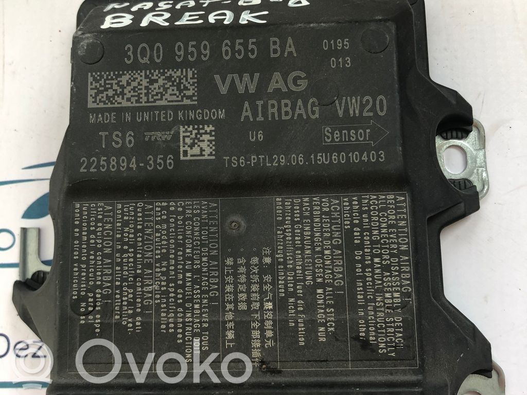 Volkswagen PASSAT B8 Sterownik / Moduł Airbag 