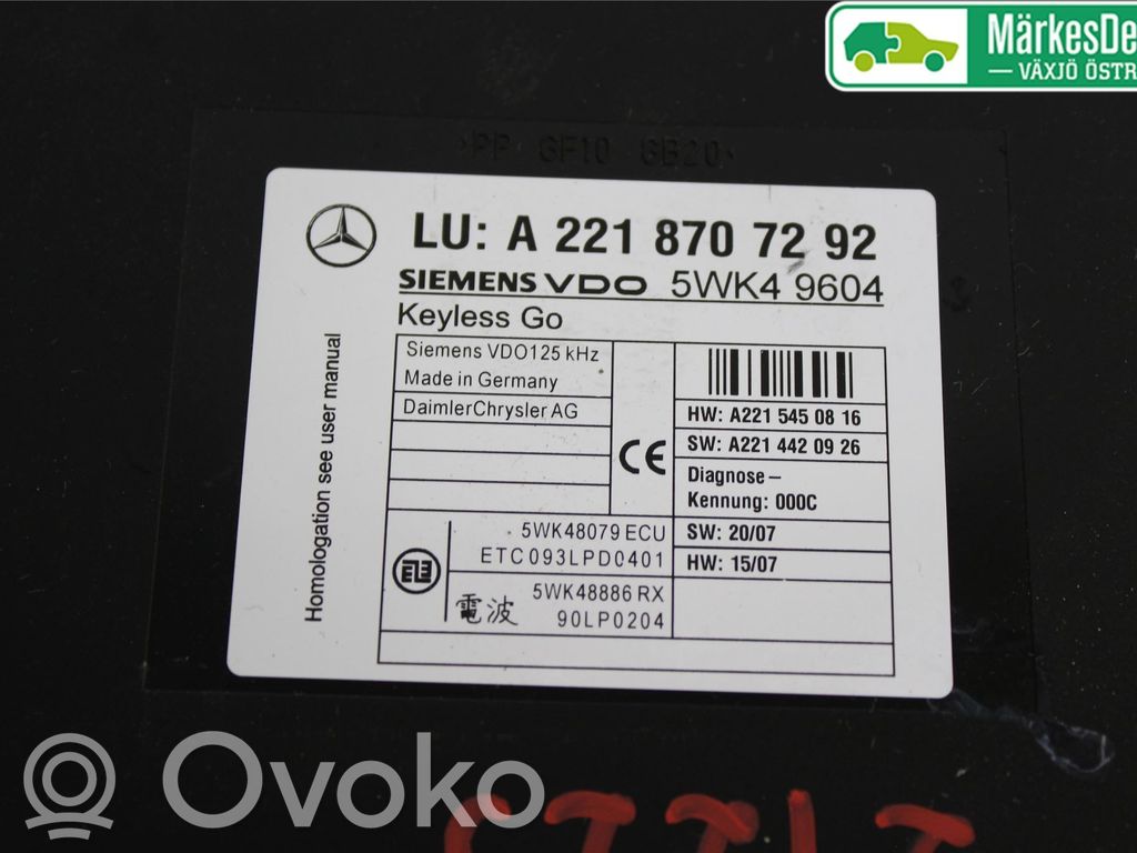 Mercedes-Benz S W221 Inne komputery / moduły / sterowniki 