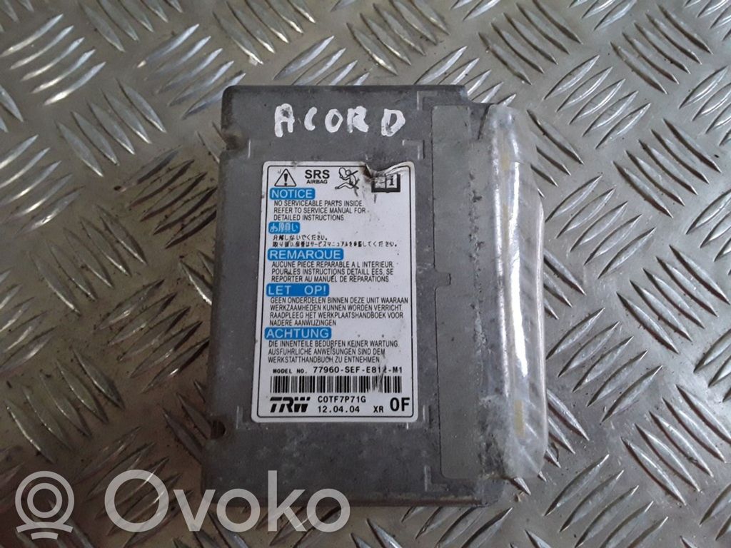 Honda Accord Airbag control unit/module 