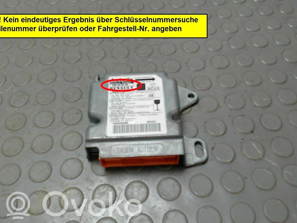 Unitate/modul de comandă airbaguri   8200117652,600639500,8200117652,8200117652A,8200402397