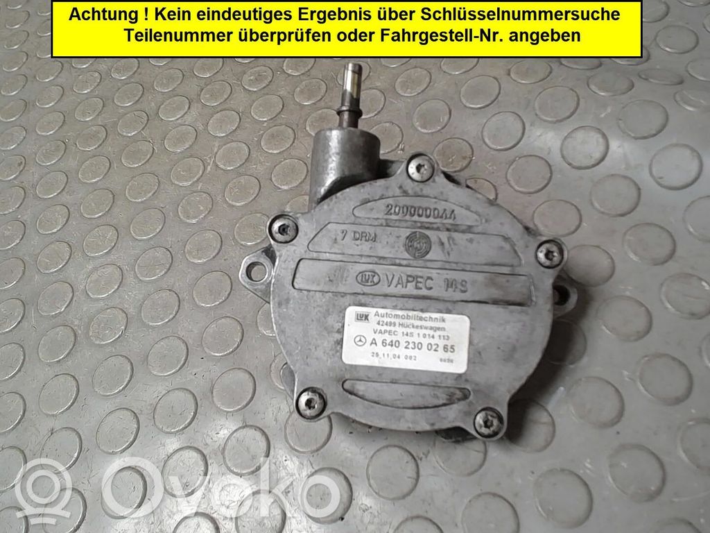 Mercedes-Benz A W169 Pompe à vide