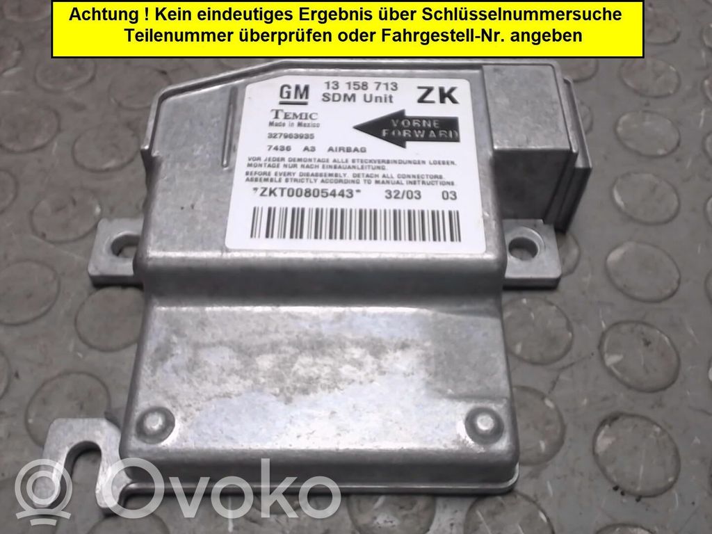 Opel Meriva A Centralina/modulo airbag 