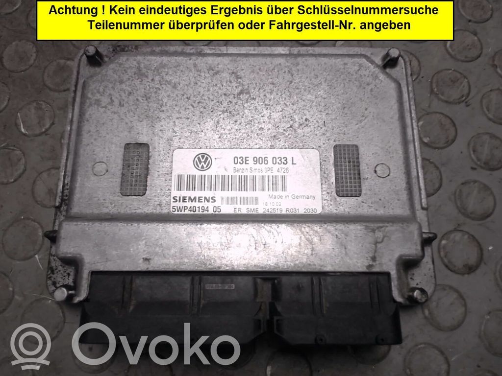Unitate/modul de control motor   03E906033L,0000