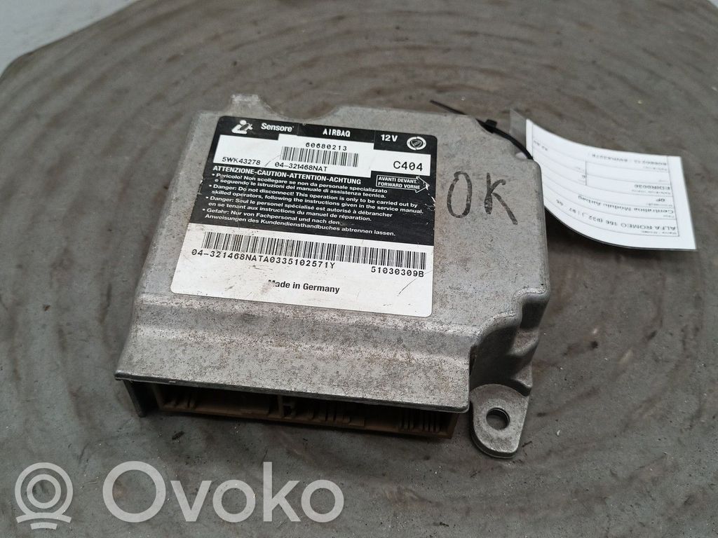 Airbag control unit/module   60680213,5WK43278