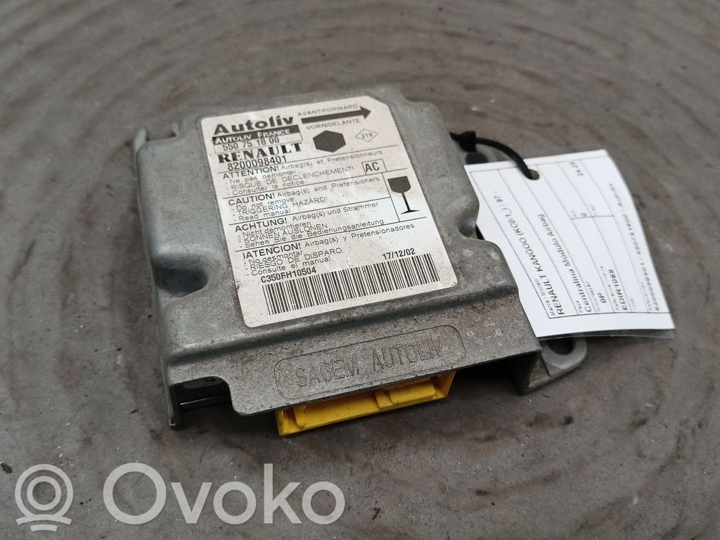 Airbag control unit/module   8200098401,550751800,AUTOLIV