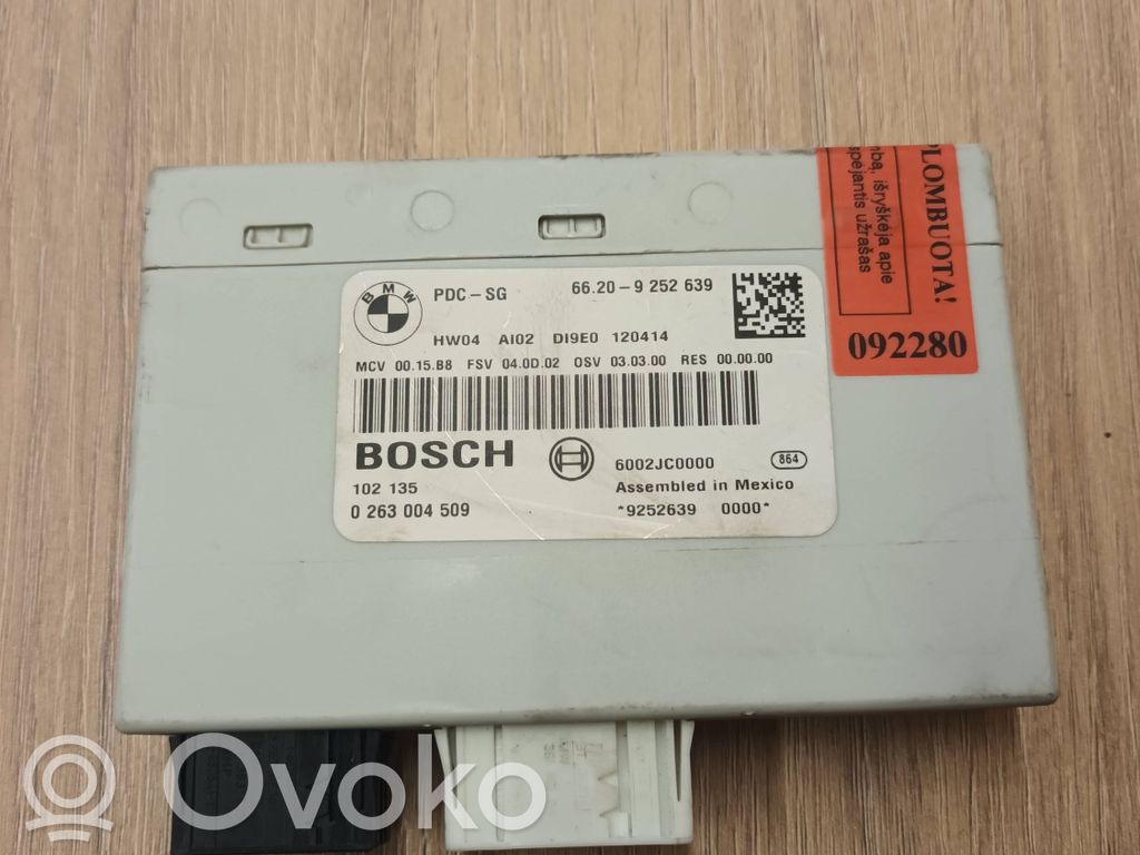 Unité de commande, module PDC aide au stationnement   9252639,6002JC0000,0281004509,66206969281,66206973115,66206974021,66206981390,66206982386,66206982390,66206982394,66206982402,66209225825,66216947796,6947796,6969281,6973115,6974021,6981390,6982386,6982390,6982394,6982402,9225825