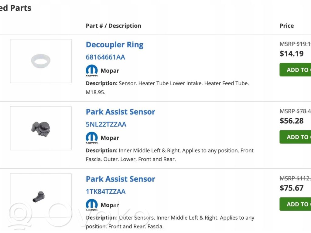 Dodge Durango Parksensor PDC 