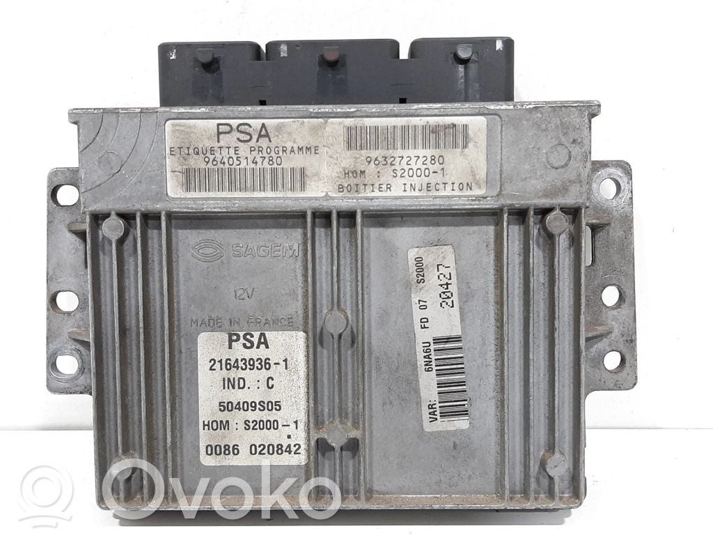Engine control unit/module   9640514780,9632727280,1938FJ