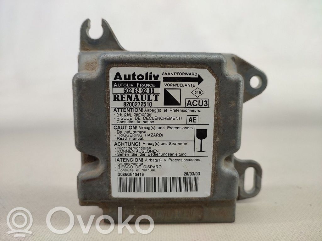 Centralina/modulo airbag   8200272510,602629200