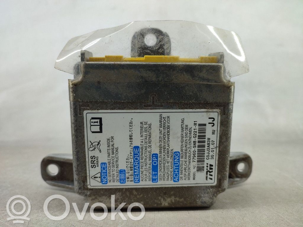 Unidad de control/módulo del Airbag   77960SNBG221M1,C0JJ2A83W