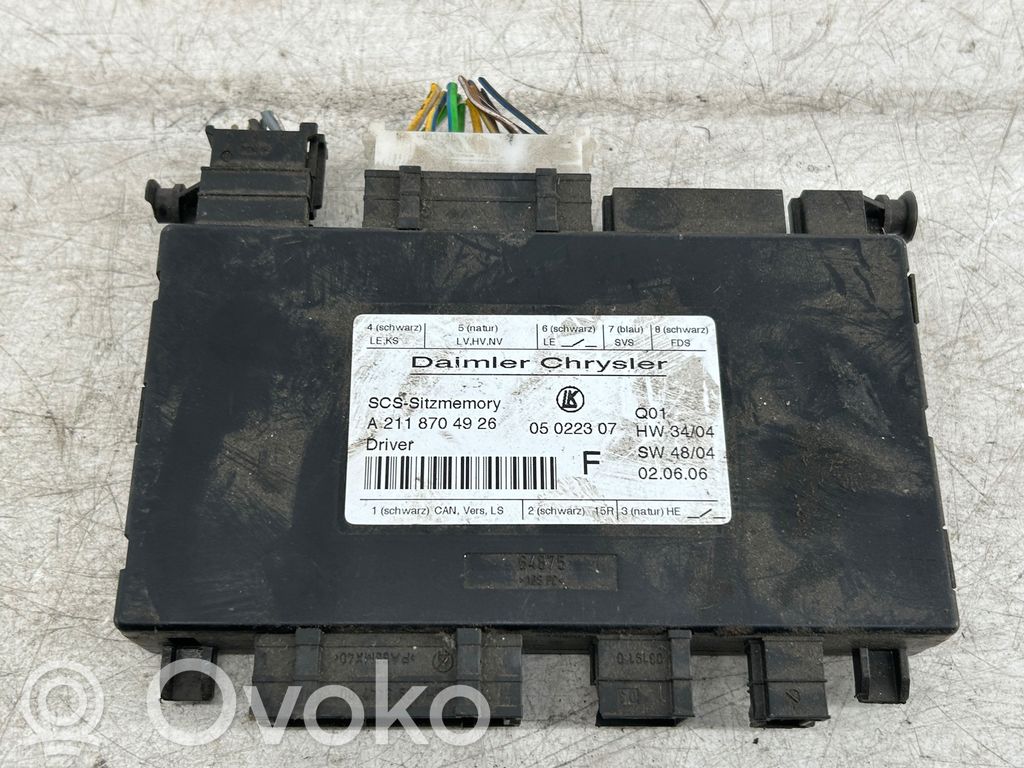 Mercedes-Benz E W211 Module de commande de siège 