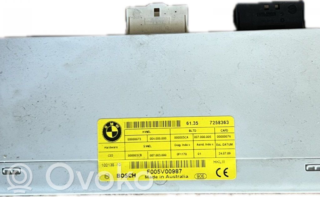 Tailgate/trunk control unit/module   7258363,7258363,61357394649,61357232482,61357240611,61357258363,61357283896,61357304629,61357317512,61357327886,61357365902