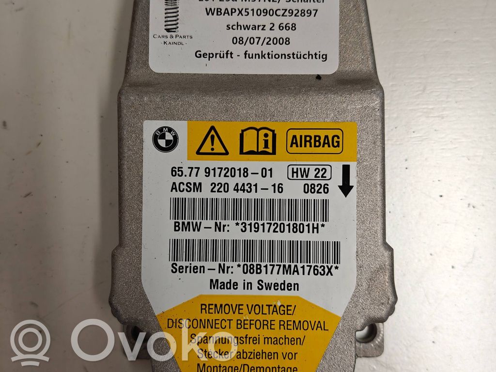 Airbag control unit/module   9172018,220443116,08B177MA1763X,31917201801H