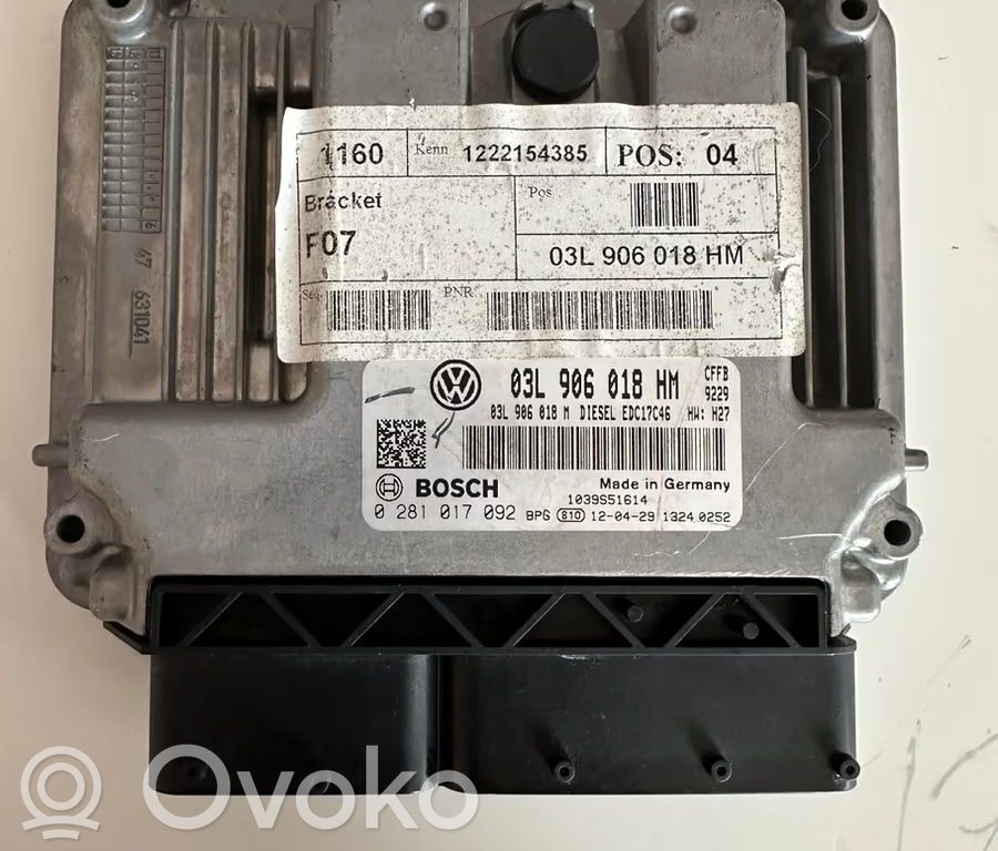 Engine control unit/module ECU   03L906018HM,0281017092,03L906018M,1039S44234,EDC17C46CFFB7842