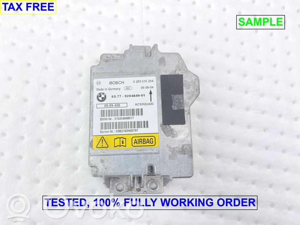 Airbag control unit/module   9240083,65779204849,65779240083,9131529,9141776,9154109,9159795,9165623,9171948,9189905,9204849,9214813