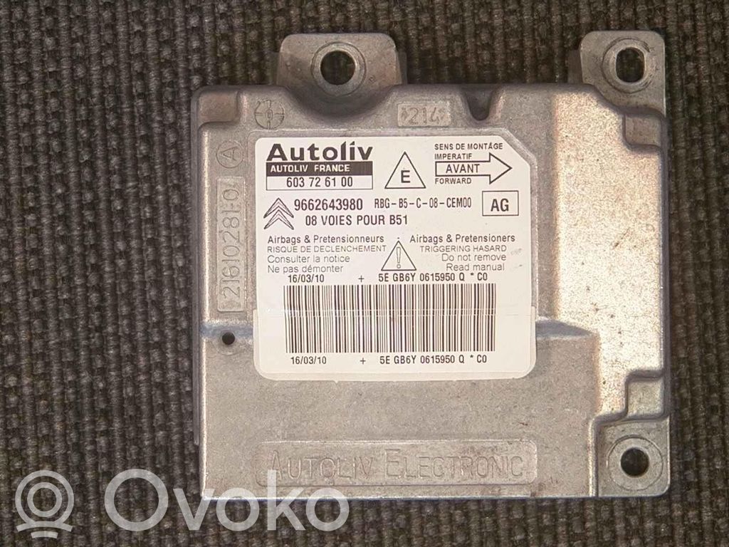 Centralina/modulo airbag   9662643980