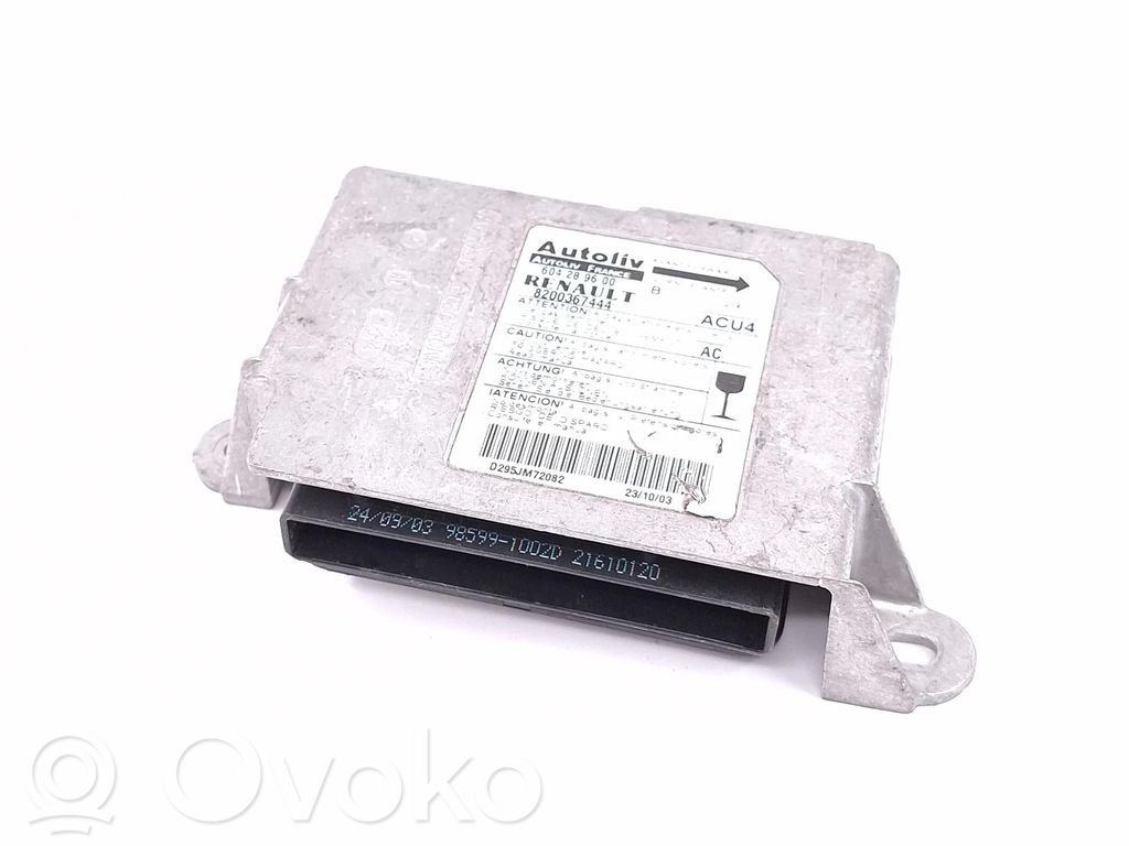 Sterownik / Moduł Airbag   8200367444,985991002D,604289600,21610120,D295JM72082,RENCAB000001