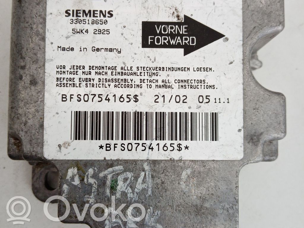 Airbag control unit/module   09229302BF,330518650,5WK42925