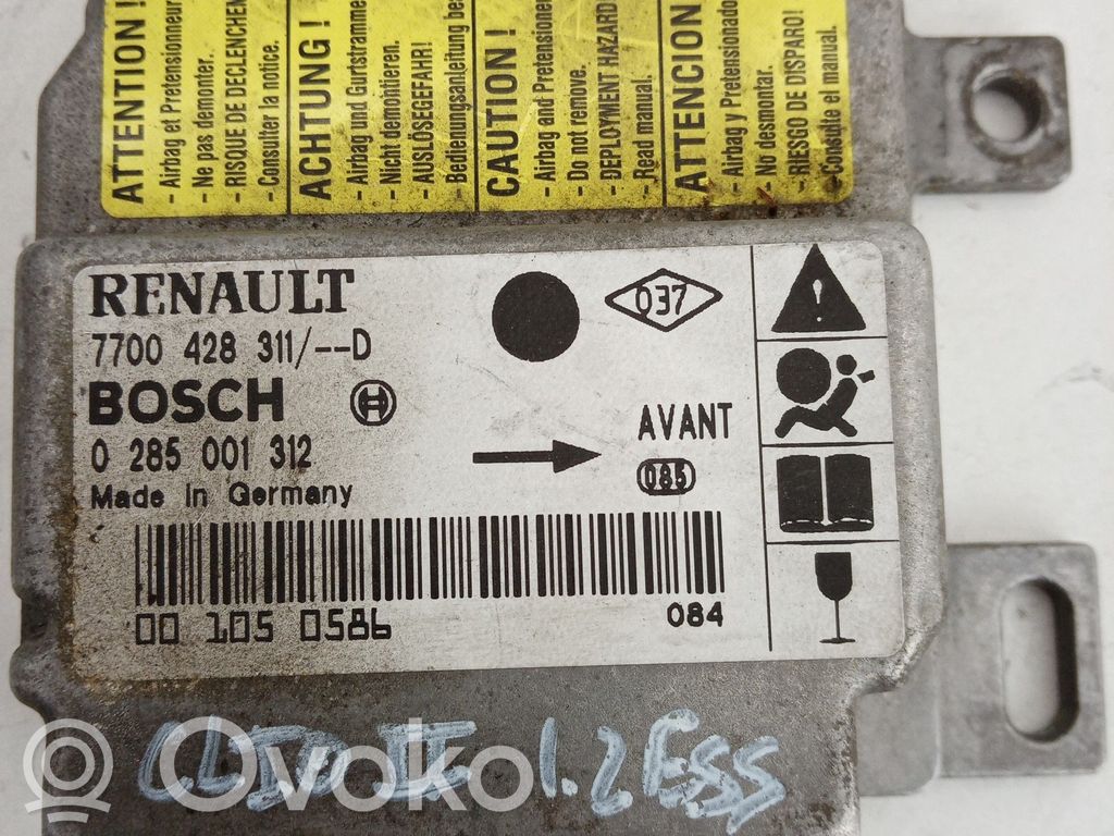 Centralina/modulo airbag   7700428311,0285001312