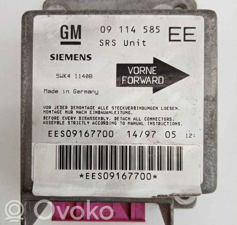 Airbag control unit/module   09114585EE,5WK41140B