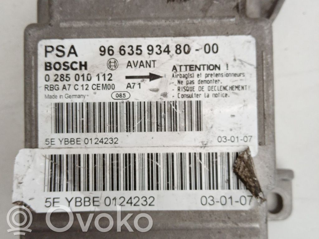 Peugeot 207 Unitate/modul de comandă airbaguri 