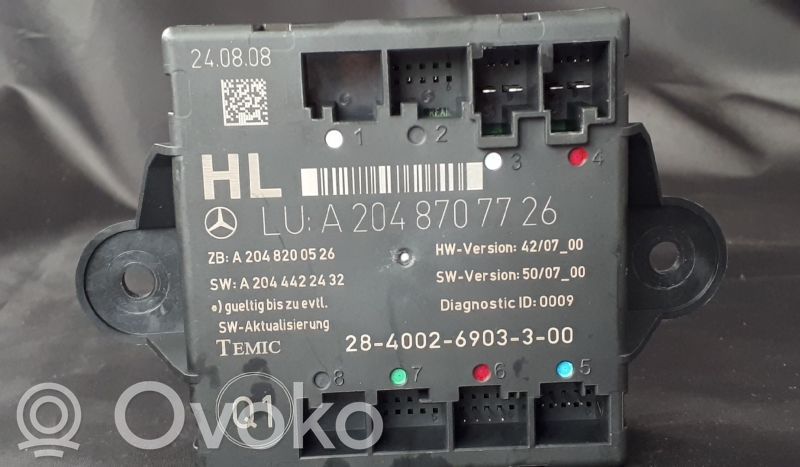 Mercedes-Benz C W204 Unité de commande module de porte 