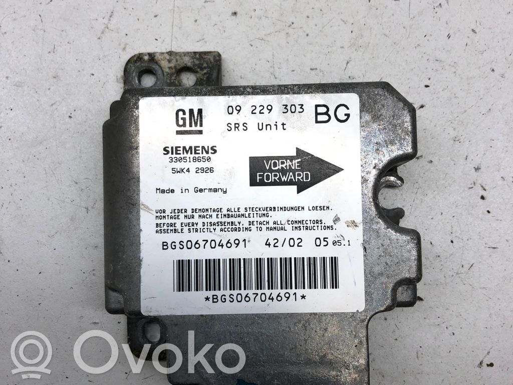 Opel Astra G Airbag control unit/module 