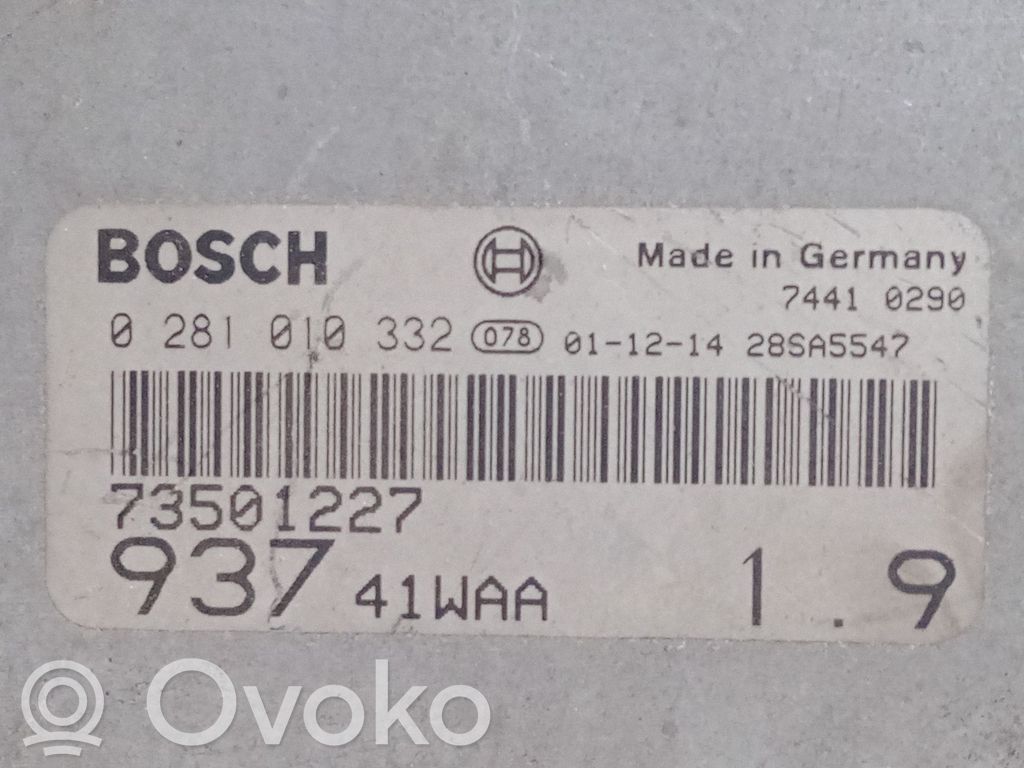 Engine control unit/module   73501227,93741WAA,0281010332