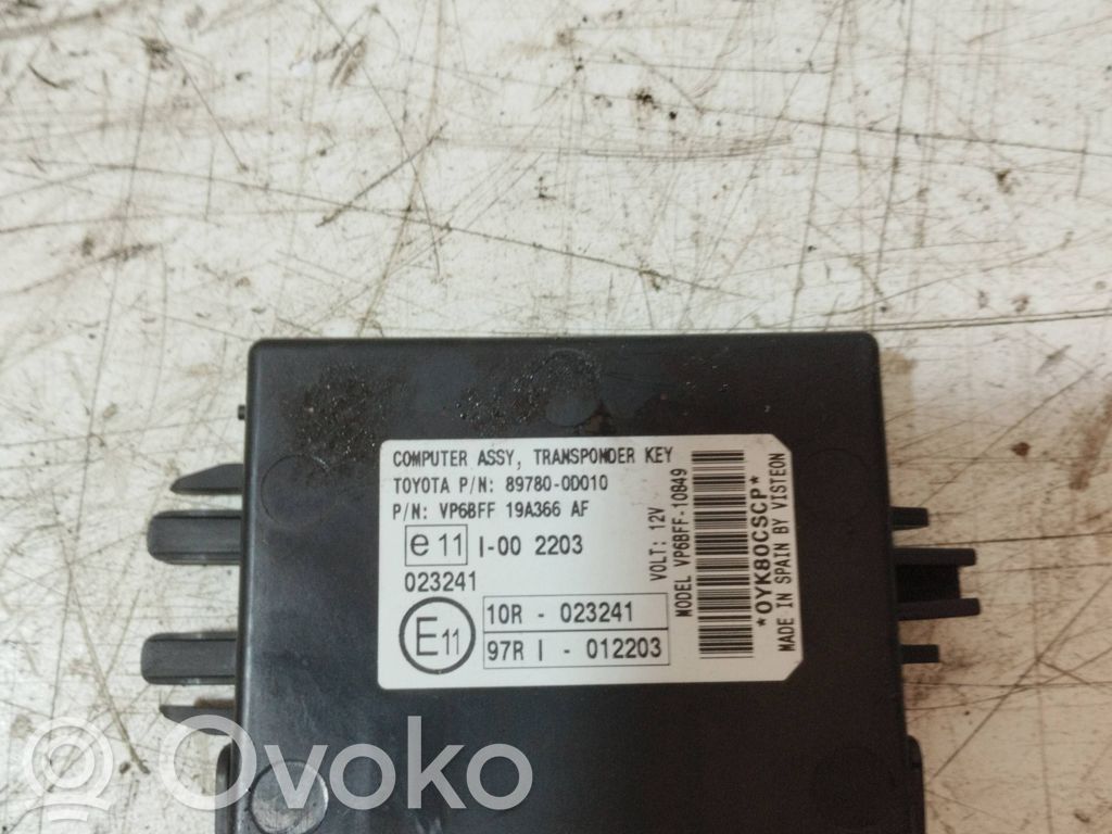Toyota Yaris Imobilaizera vadības bloks 