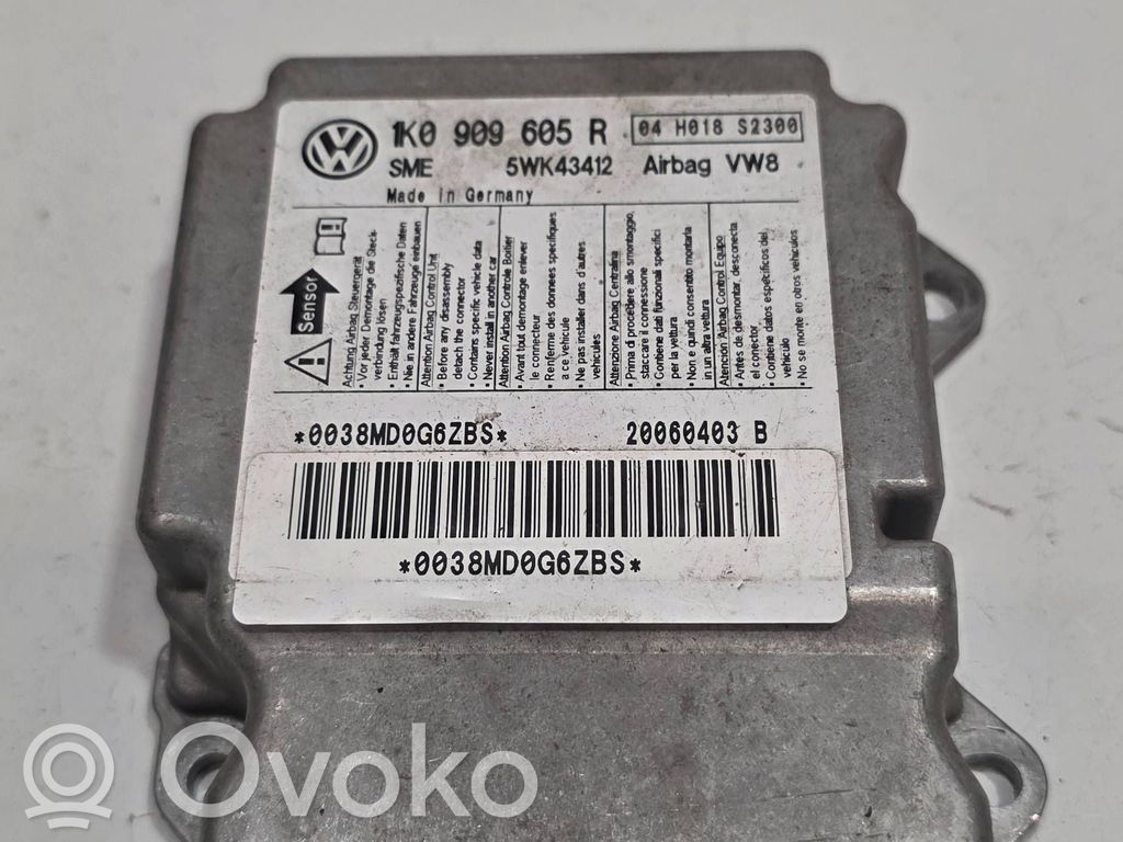 Sterownik / Moduł Airbag   1K0909605R,0038MD0G6ZBS,20060403B,04H018S2300