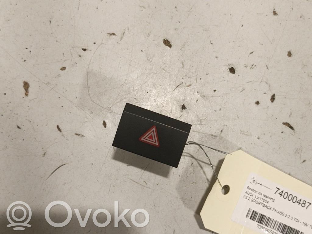 Audi A3 S3 A3 Sportback 8P Botón interruptor de luz de peligro 
