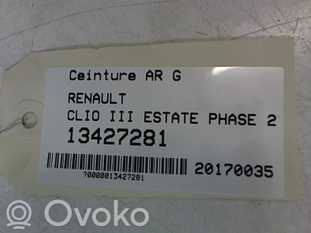 Renault Clio III Cinturón trasero 