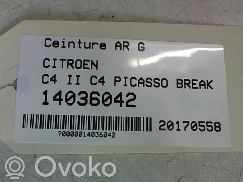 Citroen C4 Grand Picasso Cinturón trasero 