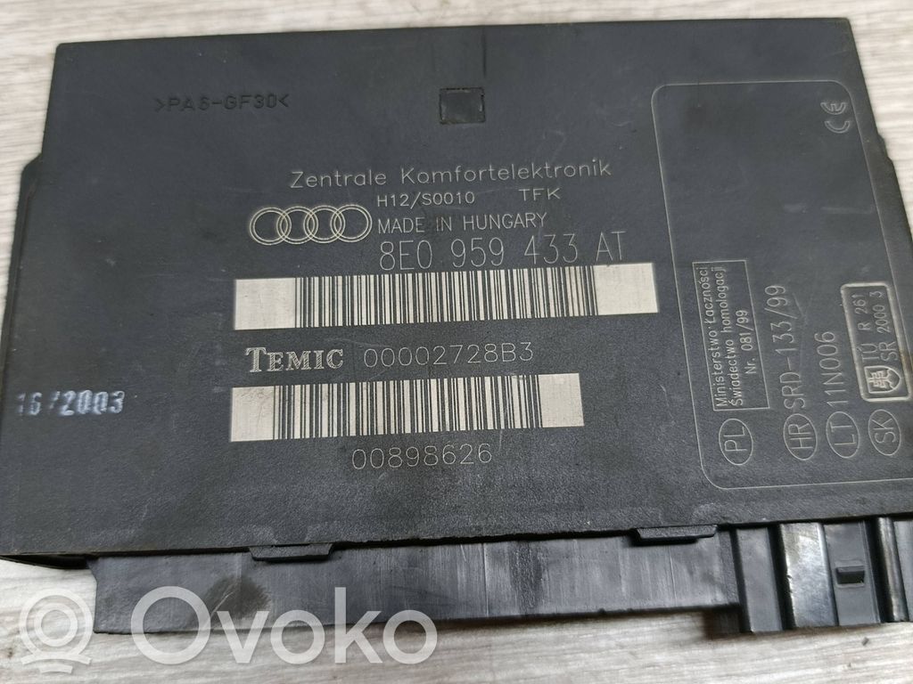 Moduł / Sterownik komfortu   8E0959433AT,00898626,00002728B3