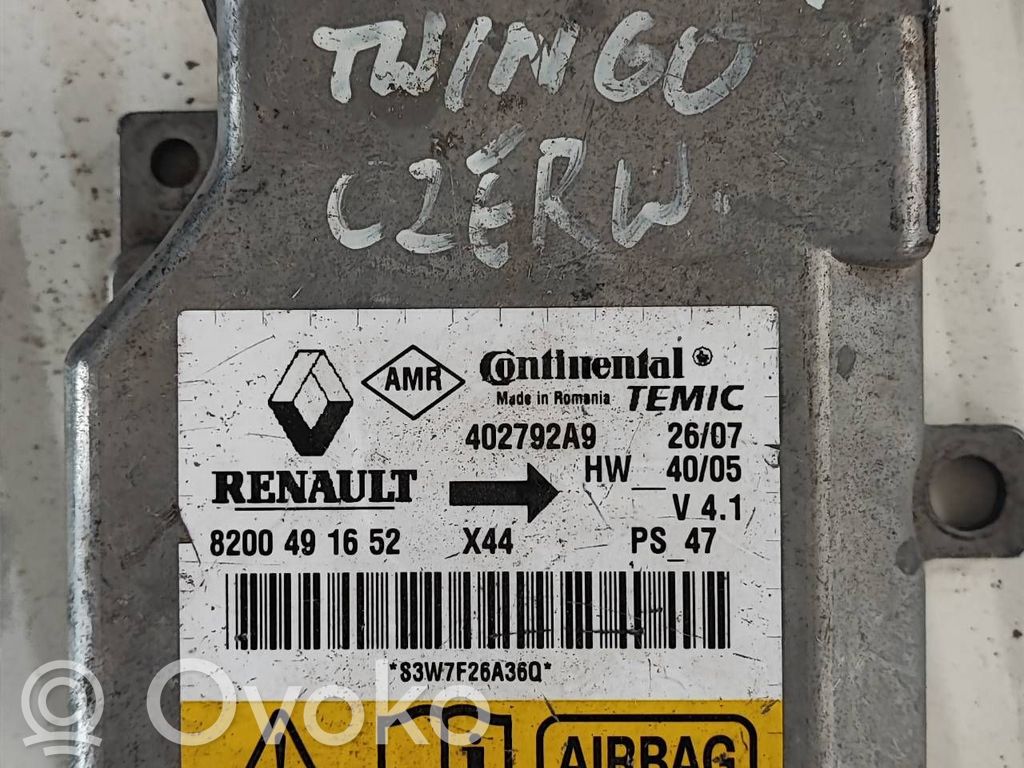 Sterownik / Moduł Airbag   8200491652,402792A9,83W7E26A36Q