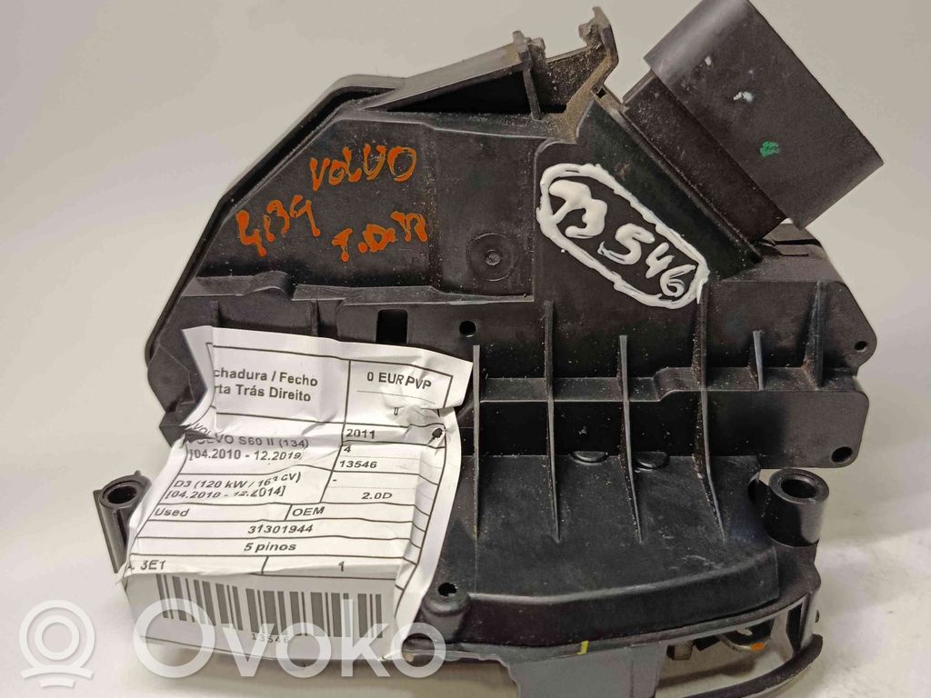 Cerradura de puerta trasera   31301944,5PINOS