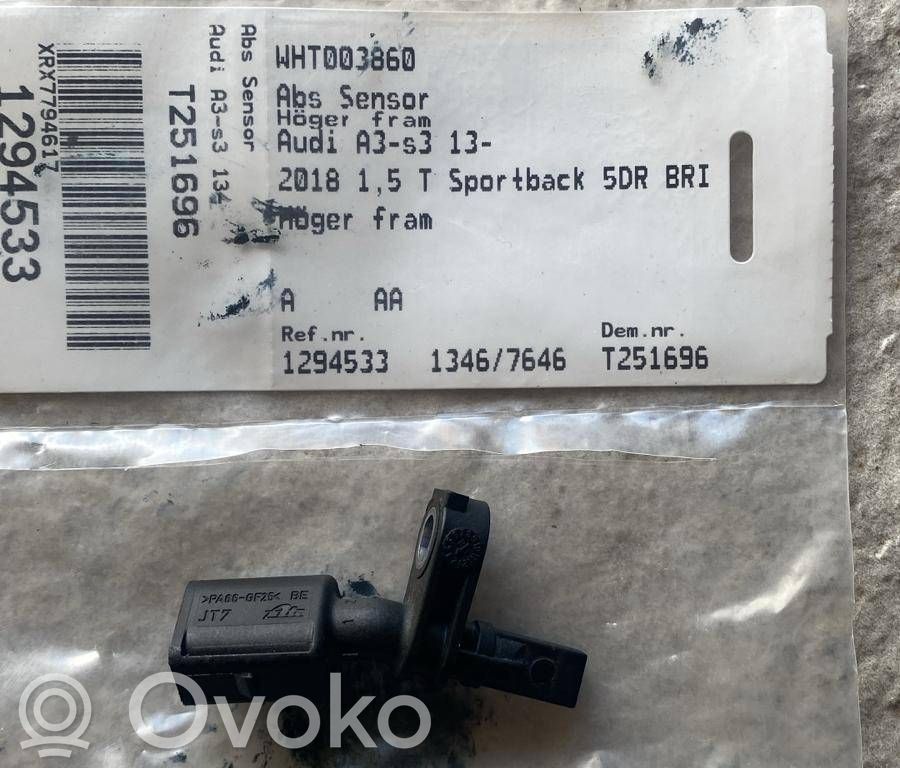 Audi A3 S3 8V Czujnik prędkości obrotowej koła ABS 