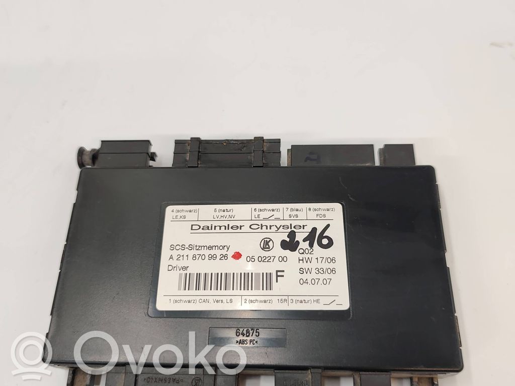 Mercedes-Benz R W251 Module de commande de siège 