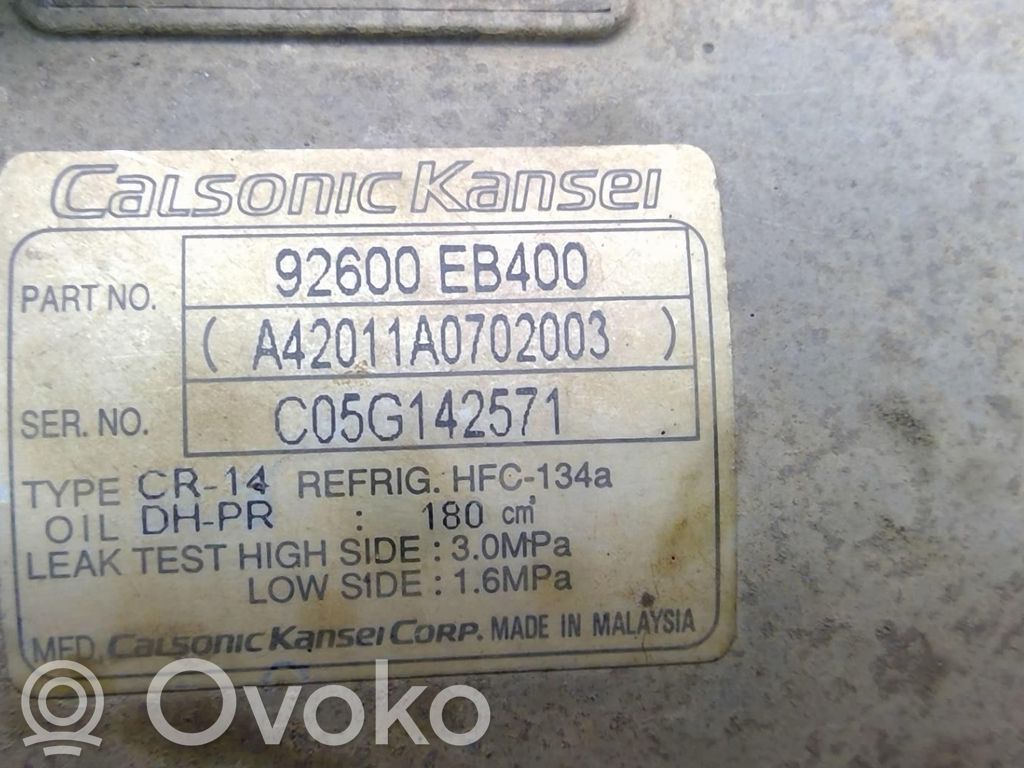Nissan Navara D40 Kompresor / Sprężarka klimatyzacji A/C 
