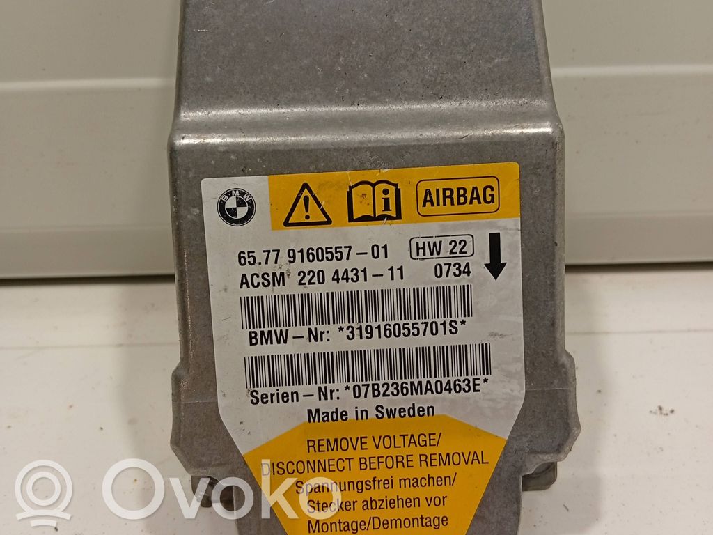 Unidad de control/módulo del Airbag   9160557,31916055701S,220443111