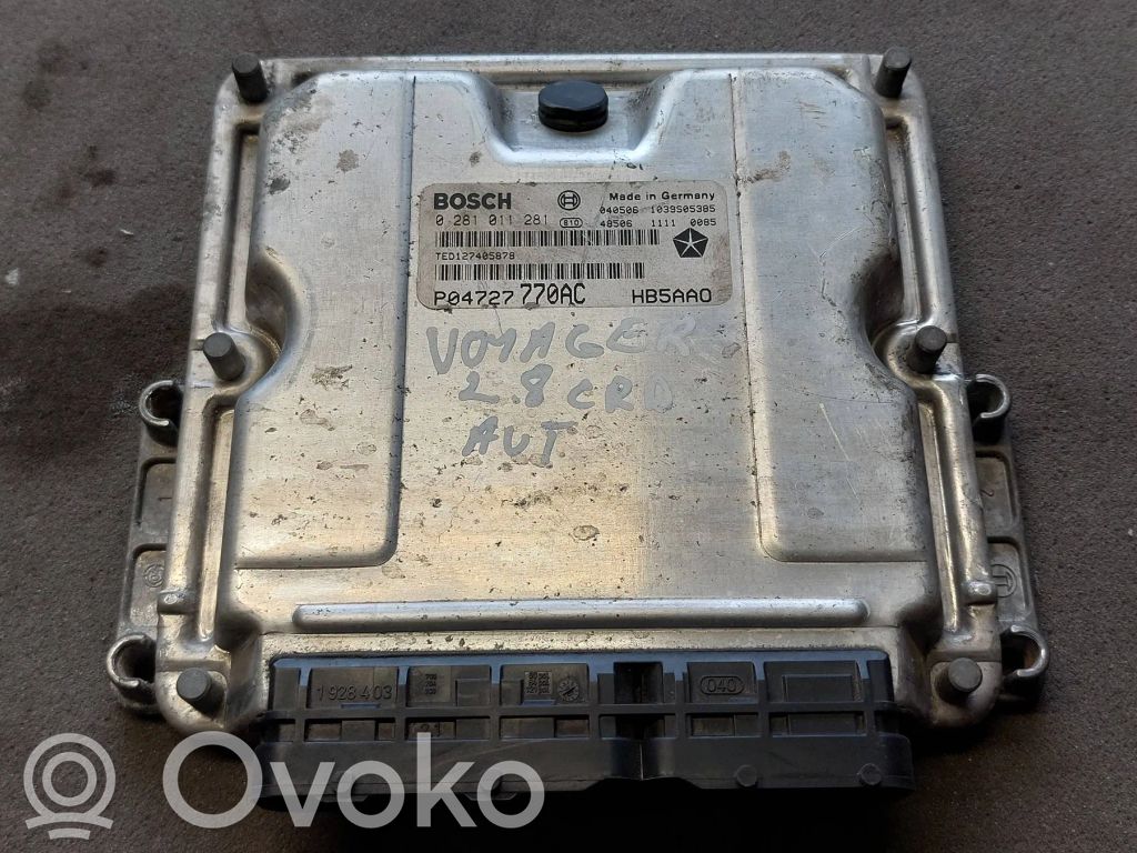 Engine control unit/module   0281011281,P04727770AC,1039S05385