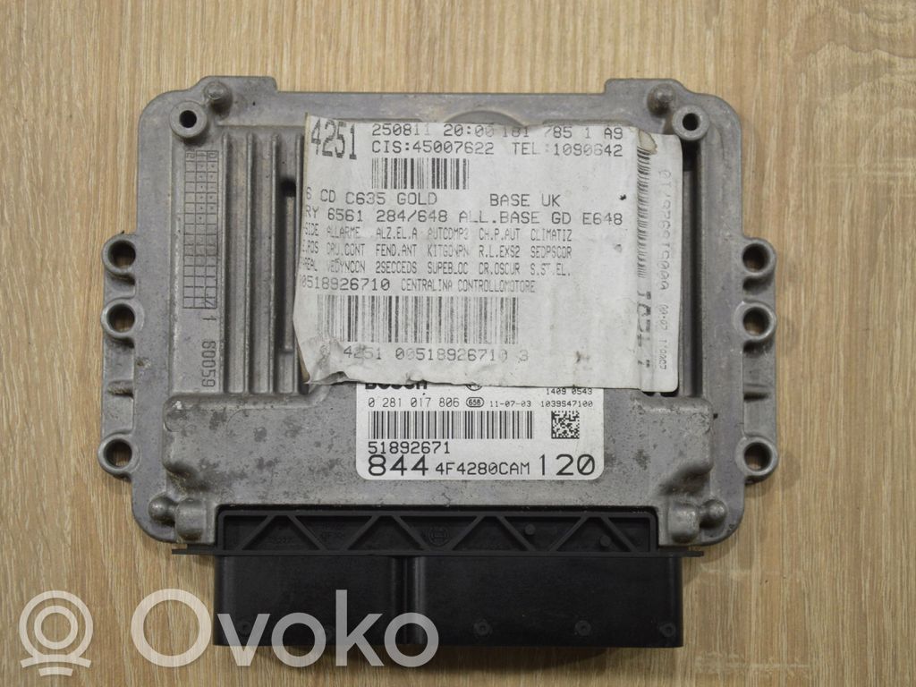 Unidad de control/módulo del motor   51892671,0281017806,518926710281017806