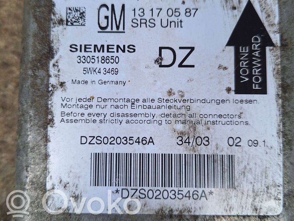 Opel Vectra C Airbag control unit/module 