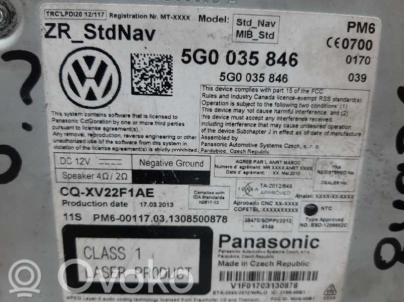 Volkswagen Golf VII Panel / Radioodtwarzacz CD/DVD/GPS 