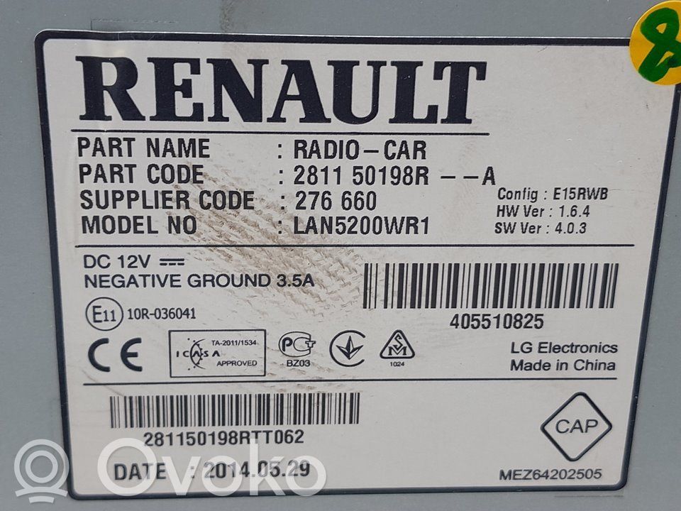 Renault Captur Radija/ CD/DVD grotuvas/ navigacija 