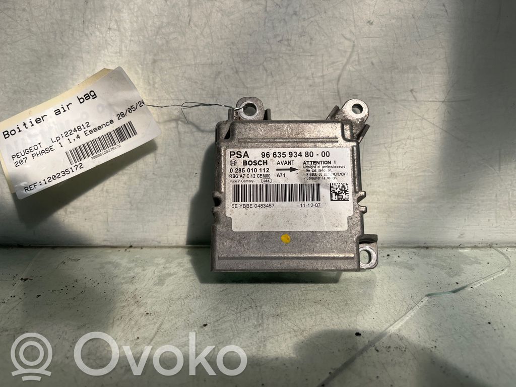 Peugeot 207 Unidad de control/módulo del Airbag 