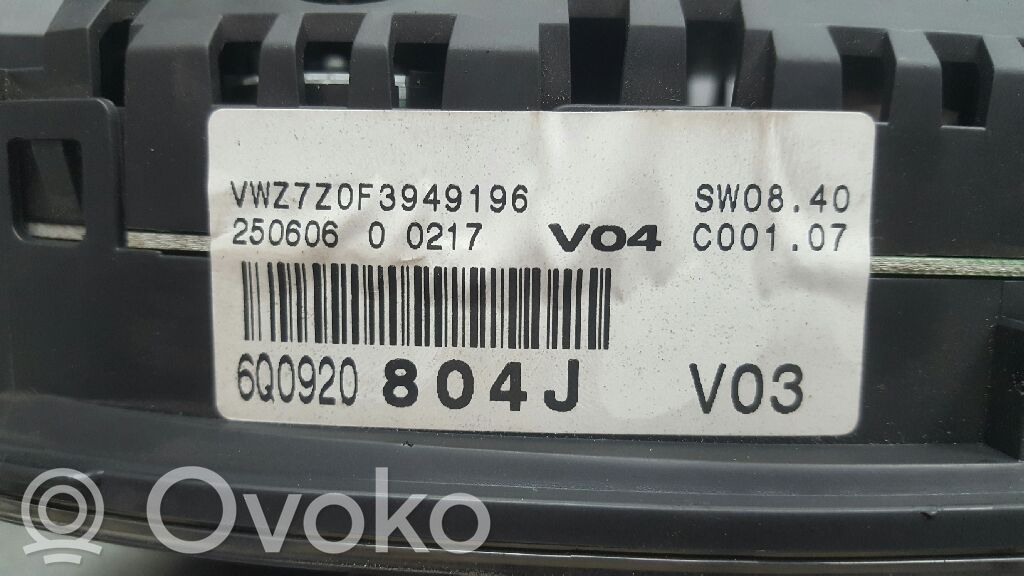 Volkswagen Polo IV 9N3 Tachimetro (quadro strumenti)